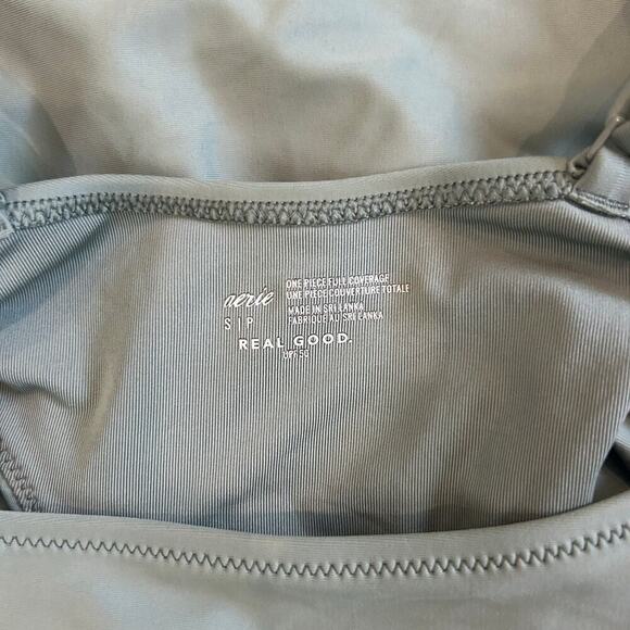 NWT Aerie Cut Out Full Coverage One Piece Swimsuit Olive Fun Beach Surf - Picture 6 of 7